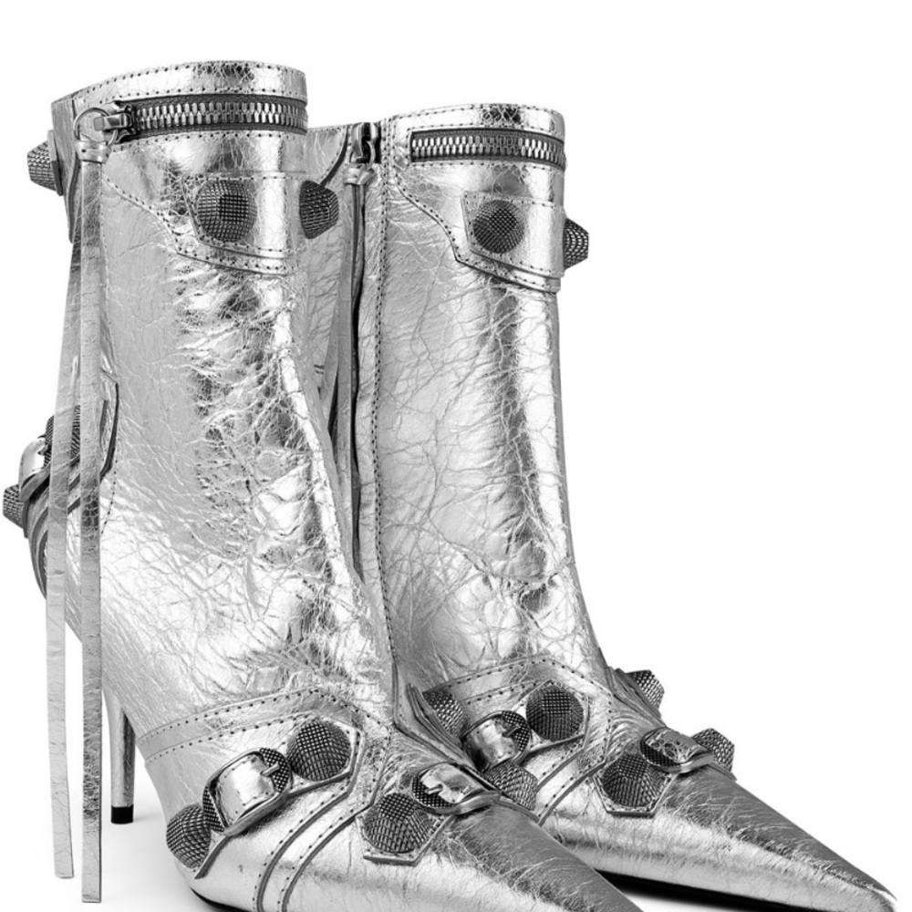 Balenciaga Metallic Silver Ankle Boots - Picture 2 of 9